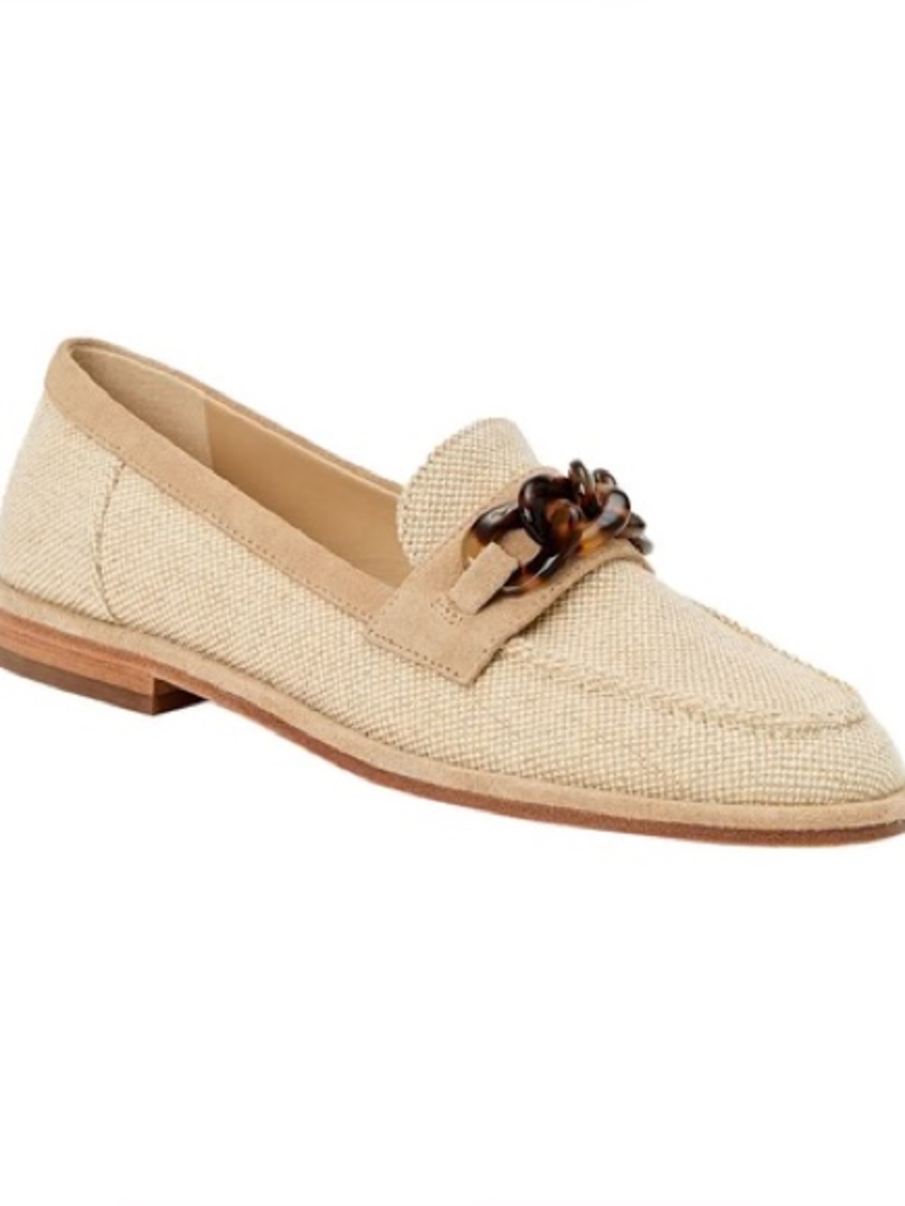 J.McLaughlin Concetta Loafers in a beige wheat color tortoise chain buckle 8.5